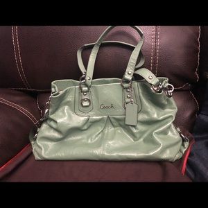 Green COACH Patent Leather Satchel